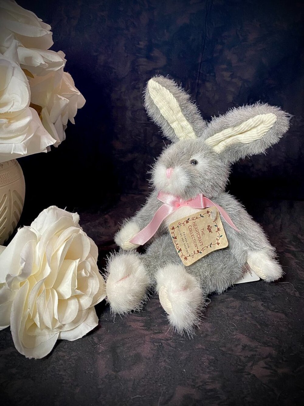 Bearington Heartcraft Bunny Gray Pink Ribbon Plush 1218 NWT Easter Gift